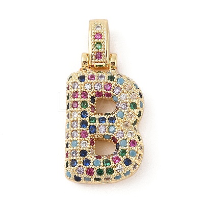 Brass Micro Pave Cubic Zirconia Pendants ZIRC-P121-01G-B-1