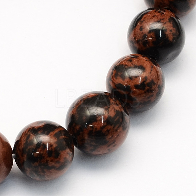 Natural Mahogany Obsidian Round Beads Strands G-S163-4mm-1