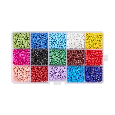 195G 15 Colors Glass Seed Beads SEED-YW0001-11C-1