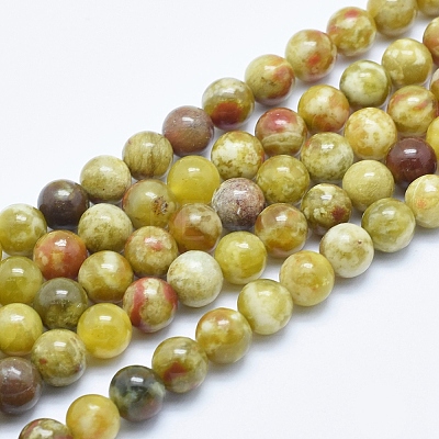 Natural Serpentine Jade Beads Strands G-P353-06-8mm-1