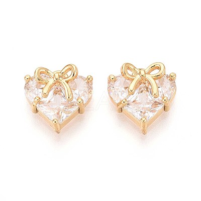 Brass Micro Pave Cubic Zirconia Pendants KK-T071-45G-1
