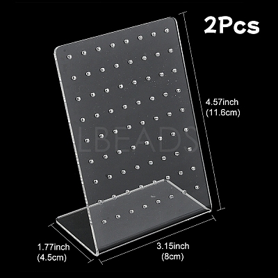 2Pcs L Shaped Organic Glass Earring Display Stands ODIS-YW0001-07-1