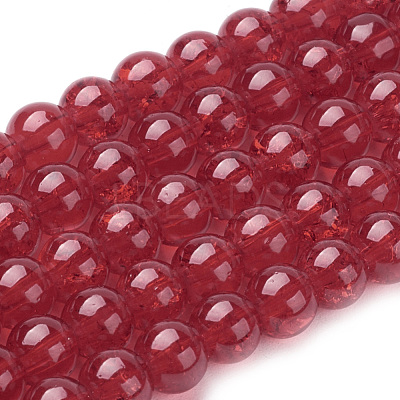 Spray Painted Crackle Glass Beads Strands CCG-Q001-6mm-13-1