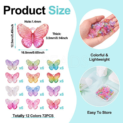 72Pcs 12 Colors UV Plating Transparent Acrylic Pendants OACR-TA0003-86-1