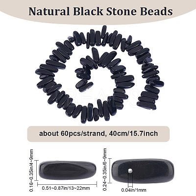 1 Strand Natural Black Stone Beads Strands G-BBC0001-21-1