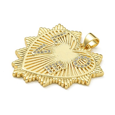 Rack Plating Brass Micro Pave Clear Cubic Zirconia Pendants KK-Z067-05G-1