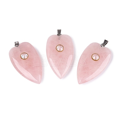 Natural Rose Quartz Pendants G-Q601-47H-1