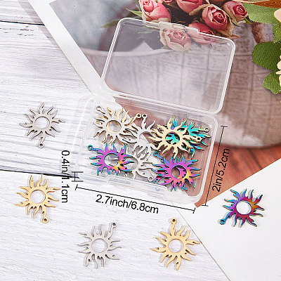 18Pcs 3 Colors 304 Stainless Steel Pendants STAS-BBC0001-77-1
