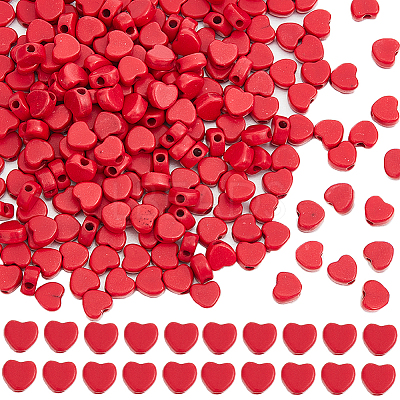 4 Strands Dyed Synthetic Turquoise Heart Beads Strands G-SC0002-61B-1