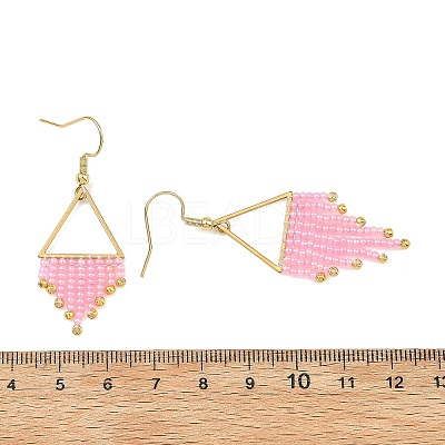 304 Stainless Steel Glass Tassel Dangle Earrings EJEW-MZ00828-1