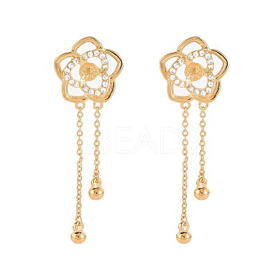 Brass Micro Pave Clear Cubic Zirconia Stud Earring Findings KK-S364-132-1