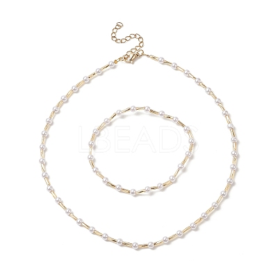 Bead Stretch Bracelets and Beaded Necklace Sets for Women SJEW-JS01275-01-1