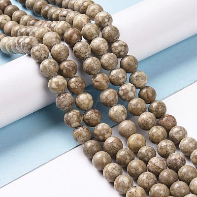 Natural Maifanite/Maifan Stone Beads Strands G-I187-6mm-01-1