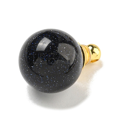 Synthetic Blue Goldstone Perfume Bottle Pendants G-K338-22G-10-1