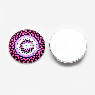 Printed Glass Flat Back Cabochons GGLA-Q054-25mm-B05-1