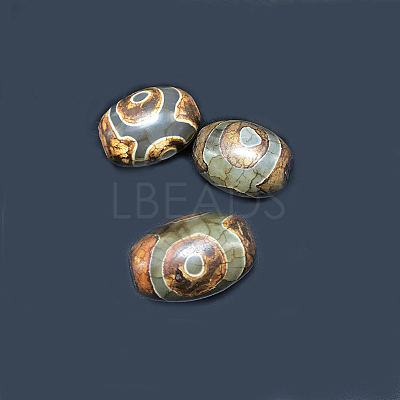 Tibetan Style 3-Eye dZi Beads TDZI-G009-B42-1