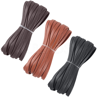 3Pcs 3 Colors Flat PU Leather Cord OCOR-CL0001-15A-1