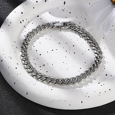 304 Stainless Steel Cuban Link Chain Bracelets for Men BJEW-Z081-01P-02-1
