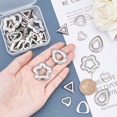40Pcs 5 Style 304 Stainless Steel Linking Rings STAS-UN0023-67-1