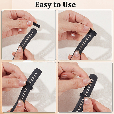 30Pcs 3 Styles Rectangle Silicone Retainer Buckle Holder Watchbands Retaining Hoop Replacement Watch Strap Clasp FIND-CN0002-39A-1