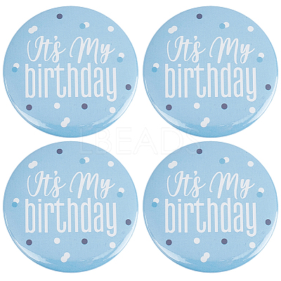 4Pcs It's My Birthday Tinplate Brooches JEWB-CN0001-12B-1