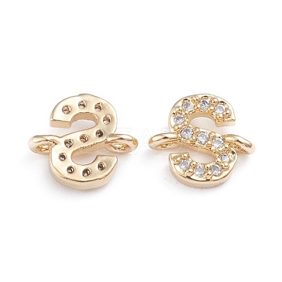 Brass Micro Pave Cubic Zirconia Letter Links ZIRC-I042-16G-S-1