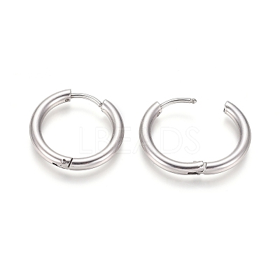 Tarnish Resistant 202 Stainless Steel Huggie Hoop Earrings A-EJEW-F111B-19mm-P-1