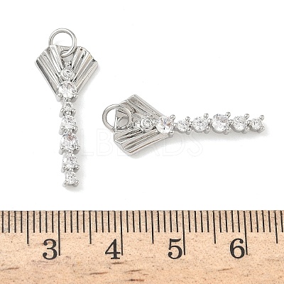 Brass Micro Pave Clear Cubic Zirconia Pendants KK-P342-13P-1
