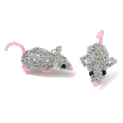 Glass Seed Beads Pendants PALLOY-MZ01453-1