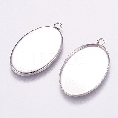 Tarnish Resistant 304 Stainless Steel Pendant Cabochon Settings STAS-E144-075P-1