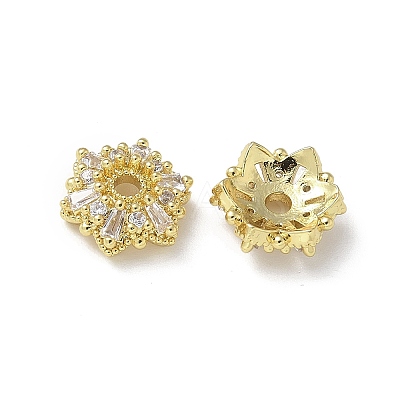 Brass Clear Cubic Zirconia Bead Caps KK-A236-15A-G-1