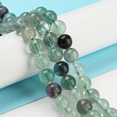 Natural Rainbow Fluorite Bead Strands G-P255-01-8mm-1