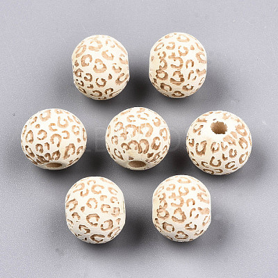 Painted Natural Wood Beads WOOD-T021-53A-12-1
