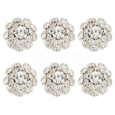 6Pcs Alloy Rhinestone Cufflinks BUTT-MA0001-11-1