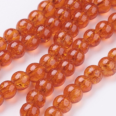 Spray Painted Crackle Glass Beads Strands CCG-Q001-6mm-09-1