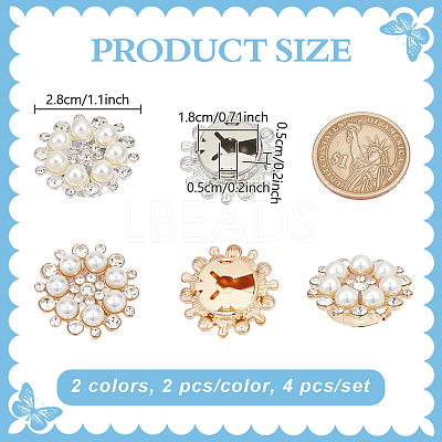 4Pcs Alloy Rhinestone Cufflinks HJEW-NB00216-1