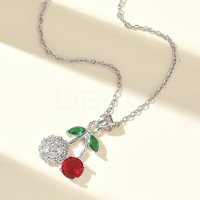 Brass & Cubic Zirconia Pendant Necklaces SA-CBA7E55-03P-02-1