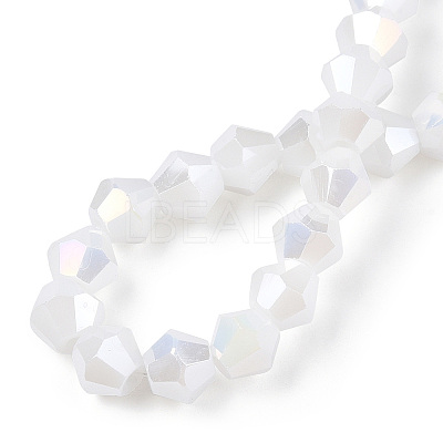 Opaque Solid Color Electroplate Glass Beads Strands EGLA-A039-P6mm-B15-1