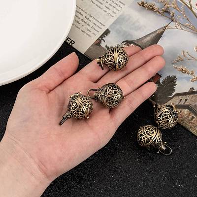 Brass Hollow Round Cage Pendants X-KK-L079-02-NR-1