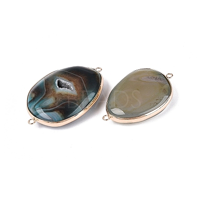 Natural Agate Connector Charms G-Q606-56A-G-1
