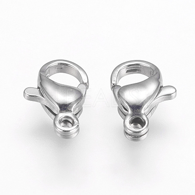 Tarnish Resistant 304 Stainless Steel Lobster Claw Clasps Hand Polished STAS-F125-10x6mm-P-1