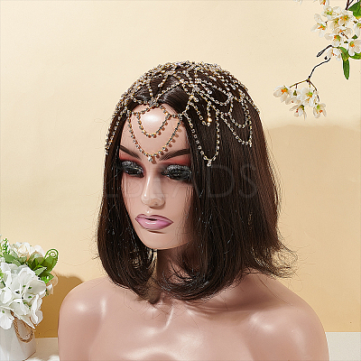 1Pc Rhinestone Mesh Headpiece Cap OHAR-WR0001-03G-1