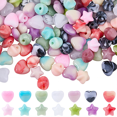 200Pcs 2 Styles Opaque Acrylic Beads OACR-SP0002-11-1