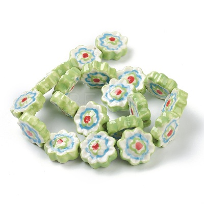 Handmade Porcelain Flower Beads Strands PORC-J008-04C-1
