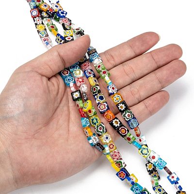 Square Handmade Millefiori Glass Beads LK-R004-52-1