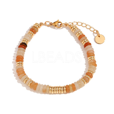 Retro Natural Topaz & Stainless Steel Beaded Bracelets for Women NO5359-6-1
