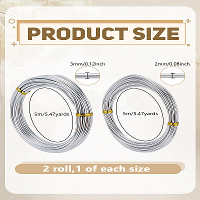 2 Rolls 2 Styles Round Aluminum Wire AW-LP0001-06E-03-1