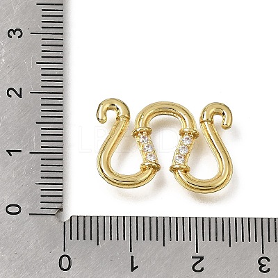 Brass Micro Pave Clear Cubic Zirconia M-Hook Clasps KK-CBA0DF0-15G-1