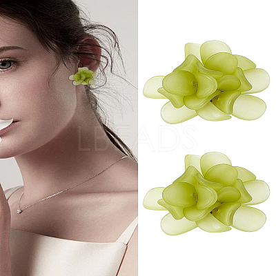 1Pair Flower Acrylic Stud Earrings EJEW-LP0008-005B-1