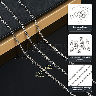 5M 304 Stainless Steel Rectangle Link Chains CHS-TA0001-55-1
